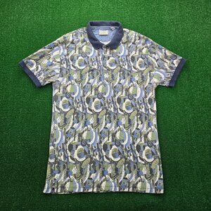 Arizona Jean Co Polo Shirt Mens‎ Large Tall Blue Short Sleeve Abstract Vintage